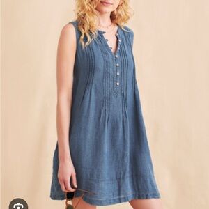 Faherty dream gauze cotton isha dress in Stormy Seas vintage blue size M